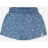 Deux Par Deux Little Girl's Printed Chambray Short Blue And White Cherries In Blue And White Cherries