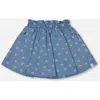 Deux Par Deux Little Girl's Printed Chambray Skort Blue And White Cherries In Blue And White Cherries