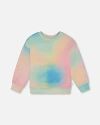 Deux Par Deux Little Girl's Printed Long Sleeve Top Multicolored Tie Dye In Multicolored Tie Dye