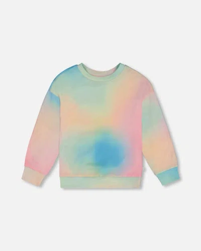 Deux Par Deux Kids'  Little Girl's Printed Long Sleeve Top Multicolored Tie Dye