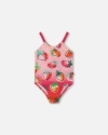 DEUX PAR DEUX DEUX PAR DEUX LITTLE GIRL'S PRINTED ONE-PIECE SWIMSUIT PINK GRADIENT STRAWBERRY