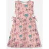 Deux Par Deux Babies'  Little Girl's Printed Organic Cotton Dress With Cut Outs Palm Trees, Pink Flamingo, An