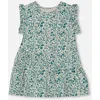 Deux Par Deux Baby Girl's Printed Organic Cotton Tunic Top Small Turquoise Flowers In Small Turquoise Flowers
