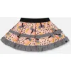 Deux Par Deux Little Girl's Printed Ruffle Skirt Black And Pink Butterflies In Black And Pink Butterflies