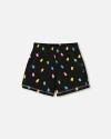 Deux Par Deux Girl's Printed Short Black And Multicolored Gummies In Black And Multicolored Gummies