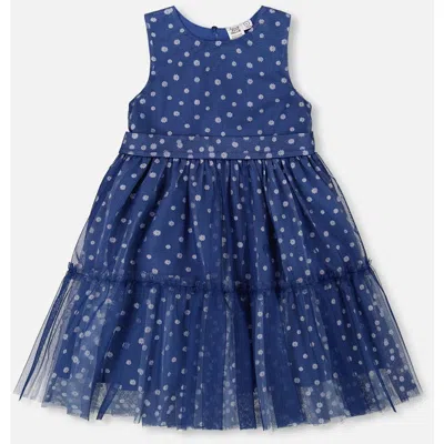DEUX PAR DEUX DEUX PAR DEUX LITTLE GIRL'S PRINTED TIERED DRESS BLUE WITH DAISY PRINT