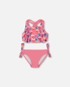 Deux Par Deux Little Girl's Printed Two-piece Swimsuit Candy Pink And Pink Flamingo In Candy Pink And Pink Flamingo