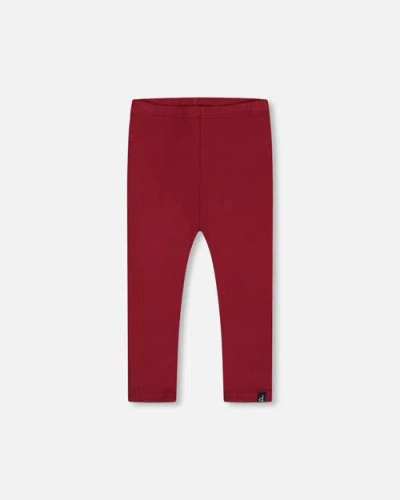 Deux Par Deux Babies'  Little Girl's Rib Leggings Burgundy In Windsor Wine