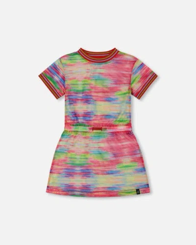 Deux Par Deux Kids'  Little Girl's Short Sleeve Mesh Beach Dress Multicolored