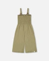 Deux Par Deux Little Girl's Smocked Crinkle Jersey Jumpsuit Olive Green In Olive Green