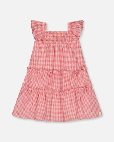 Deux Par Deux Babies'  Little Girl's Smocked Layered Dress With Frill Sleeve Checked Pink