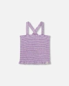 Deux Par Deux Little Girl's Smocked Tank Top Lilac In Lilac