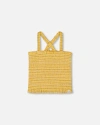 Deux Par Deux Little Girl's Smocked Tank Top Pale Yellow And White In Pale Yellow And White