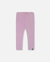 Deux Par Deux Little Girl's Super Soft Rib Leggings Blue Lilac In Mellow Mauve