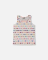 Deux Par Deux Little Girl's Tank Top With Knots White And Multicolored Candies In White And Multicolored Candies