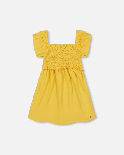 Deux Par Deux Kids'  Little Girl's Textured Knit Smocked Dress Yellow
