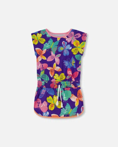 Deux Par Deux Kids' Little Girl's Tunic Printed Colorful Butterflies