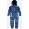 Deux Par Deux Little Kids Unisex Printed Mid-season One-piece Outerwear Blue Wave And Black In Blue Wave And Black