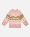 Deux Par Deux Llama Jacquard Sweater In Pink