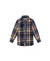 Deux Par Deux Long Sleeve Button Down Shirt Plaid Blue And Hazel - Little Kid In Plaid Blue  Brown