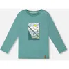 Deux Par Deux Kids'  Long Sleeve Cotton Jersey Tee Shirt In Green