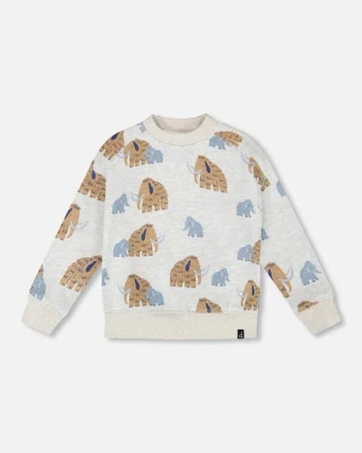 Deux Par Deux Kids'  Long Sleeve Crew Neck Fleece Sweatshirt Mammoth In Neutral