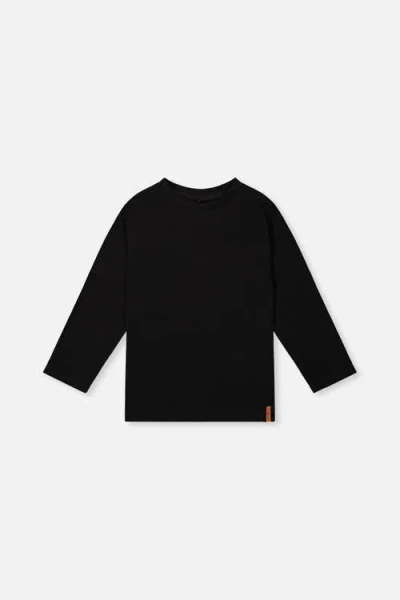 Deux Par Deux Kids'  Long Sleeve Crew Neck Jersey T-shirt In Black