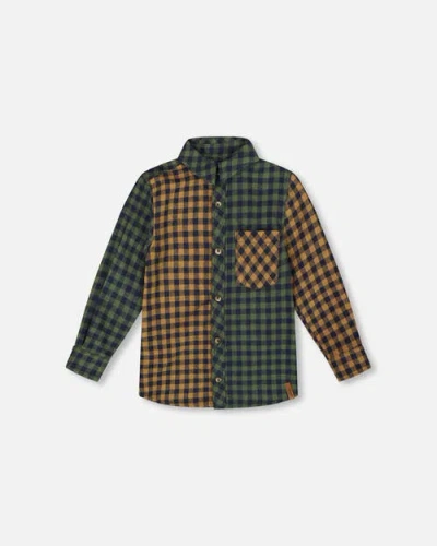 Deux Par Deux Kids'  Long Sleeve Flannel Shirt In Black