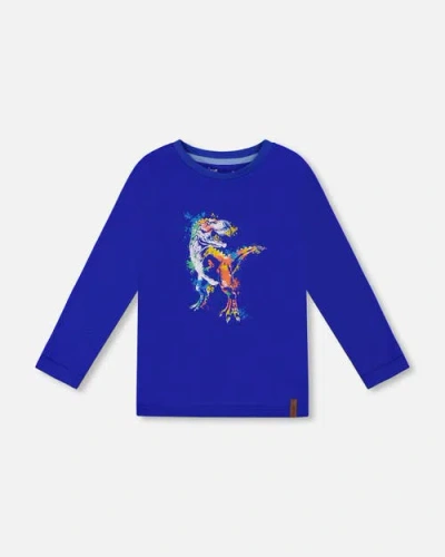 Deux Par Deux Kids'  Long Sleeve Jersey Tee In Blue