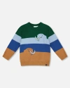 Deux Par Deux Long Sleeve Knit Sweater In Blue