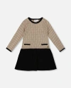 Deux Par Deux Long Sleeve Knit Sweater Dress In Black