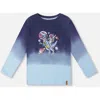 Deux Par Deux Long Sleeve Organic Cotton Gradient Jersey Tee In Blue