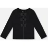 Deux Par Deux Long Sleeve Organic Cotton Jersey Bow Tee In Black