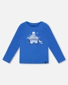 Deux Par Deux Kids'  Long Sleeve Organic Cotton Jersey Tee In Blue