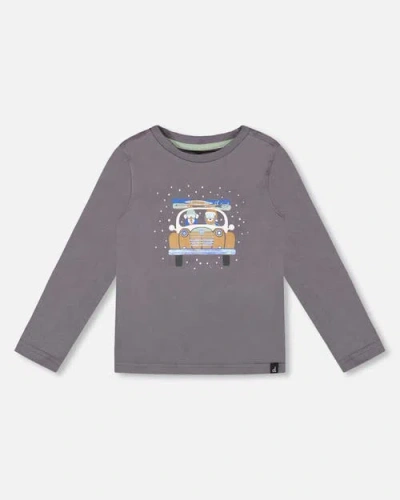 Deux Par Deux Babies'  Long Sleeve Organic Cotton Jersey Tee In Gray