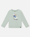 Deux Par Deux Long Sleeve Organic Cotton Jersey Tee In Green