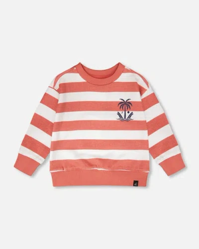 Deux Par Deux Kids'  Long Sleeve Stripes French Terry Sweatshirt In Multi