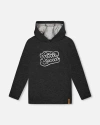 Deux Par Deux Long Sleeve Super Soft Brushed Jersey Hooded Sweatshirt In Black