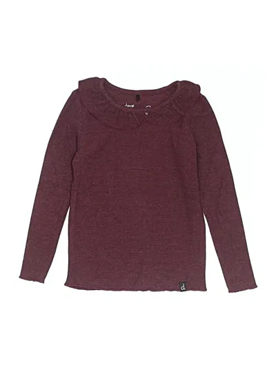 Pre-owned Deux Par Deux Kids' Long Sleeve Top Burgundy Crew Neck Tops