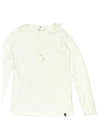 Pre-owned Deux Par Deux Kids' Long Sleeve Top Ivory Ruffles Neckline Tops In White