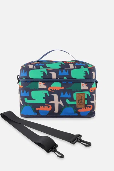 Deux Par Deux Kids' Lunch Box Navy Dinosaur Print In Multi