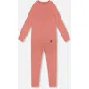 Deux Par Deux Merino Wool Base Layer Set In Pink