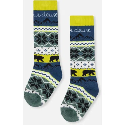 Deux Par Deux Kids'  Merino Wool Padded Ski Socks In Multi