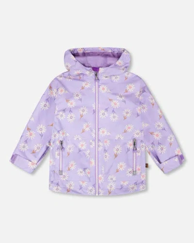 Deux Par Deux Kids'  Mid-season Daisy Jacket In Purple