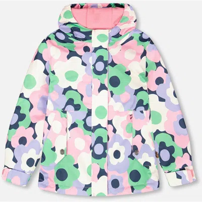Deux Par Deux Kids'  Mid-season Flowers Jacket In Multi