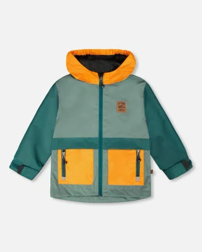 Deux Par Deux Kids'  Mid-season Jersey Lined Jacket In Green