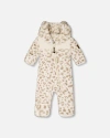 Deux Par Deux Mid-season Plush One Piece Outerwear Leopard In White