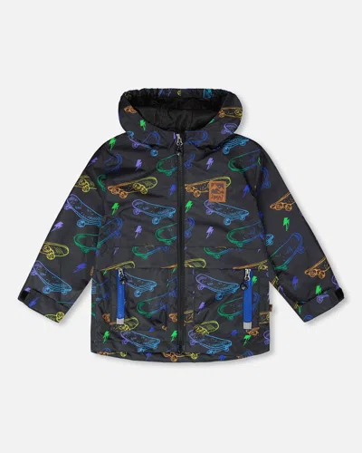 Deux Par Deux Kids'  Mid-season Skateboards Jacket In Black