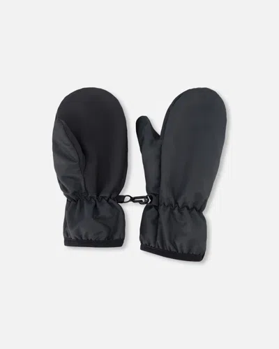 Deux Par Deux Kids' Mid-season Mittens In Recycled Polyester Black