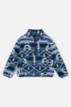 Deux Par Deux Mid-season Plush Half Zip Kangaroo Pocket Pullover Jacket In Blue